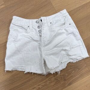 Fashion Nova White Frayed Jean Shorts